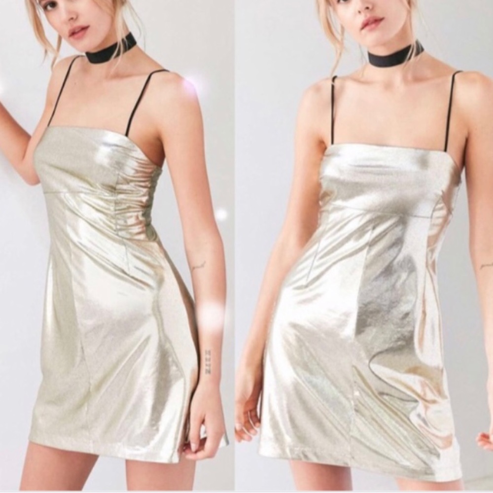 Silence & Noise Gold Mini Dress